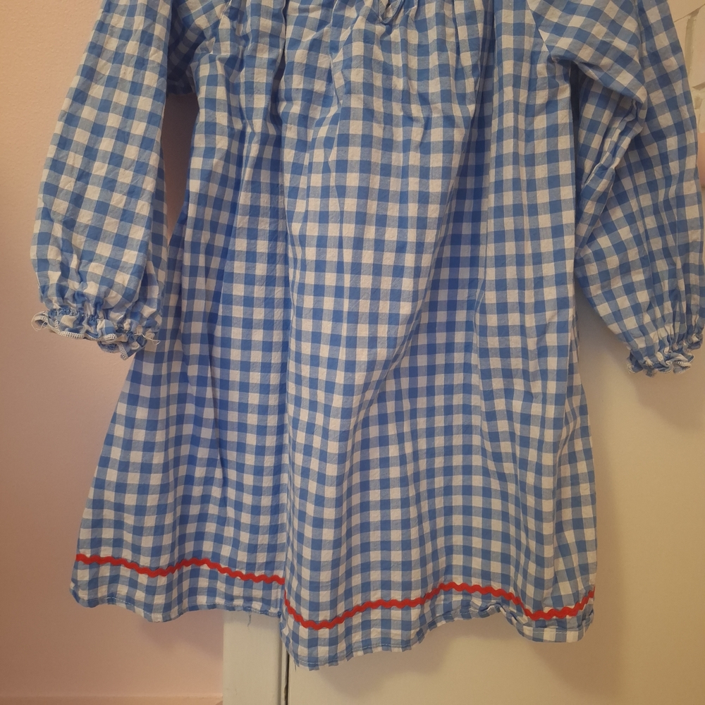 Blue Gingham Dress with Heart Detail - Size 7 Kids - Picture 4 of 6